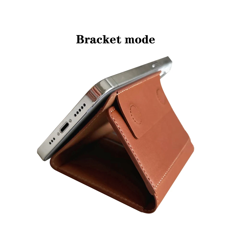 Leather Strong Magnetic Folding Card Holder Universal Phone Card Pocket Accessories Wallet with Reusable Sticker Luxury MB Type