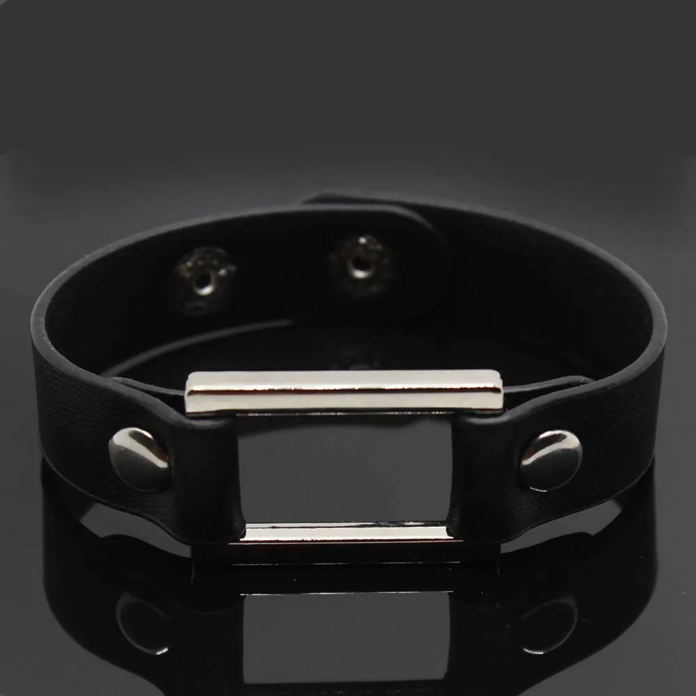 Женский черный браслет из искусственной кожи с пряжкой 2024