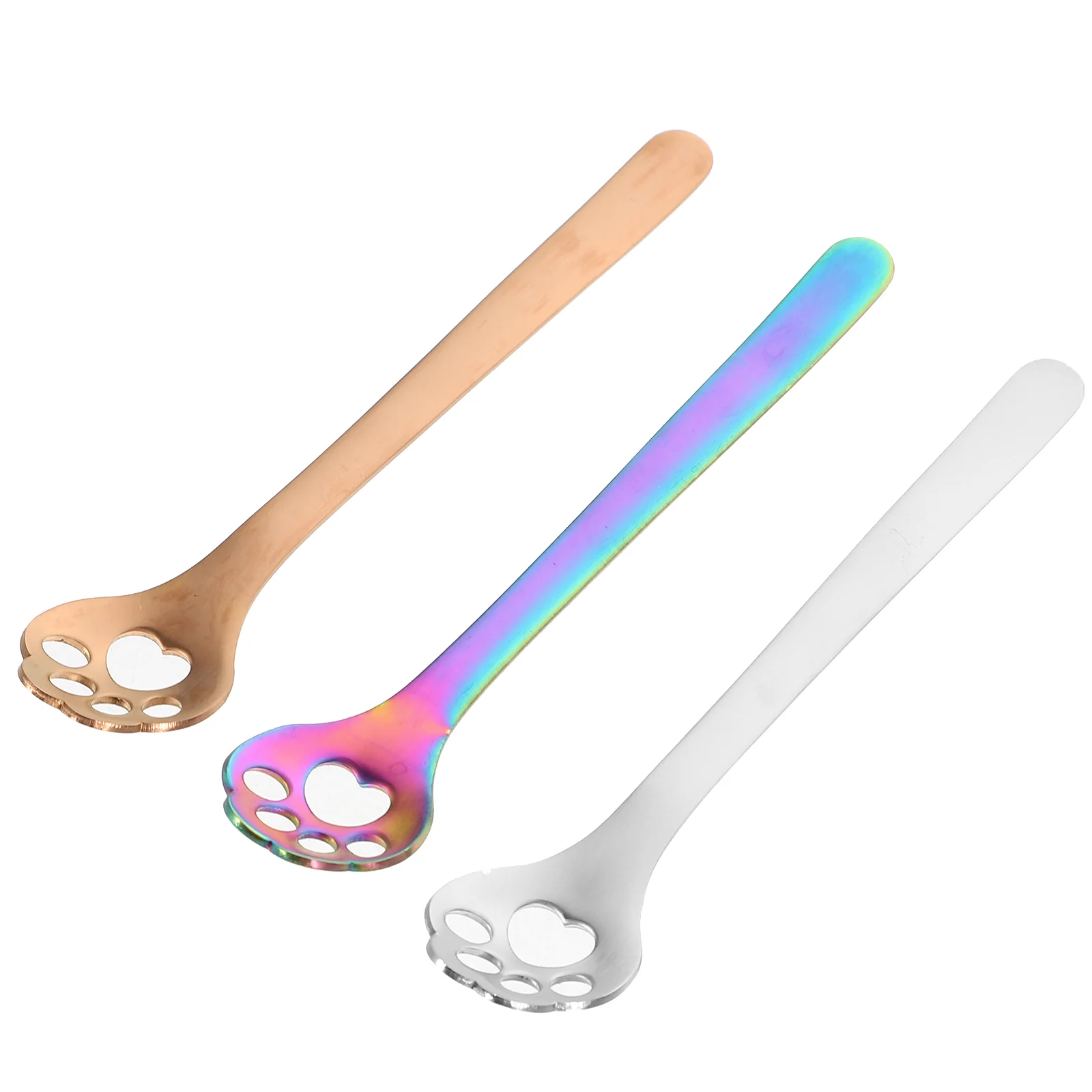 

3 Pcs Stainless Steel Spoon Hollow Cat Scratching Dessert Spoons Coffee Drinks Milk Tea 304 Mixing