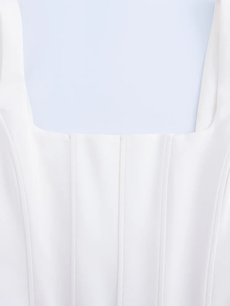 Платье-мини женское Плиссированное с квадратным вырезом и боковыми карманами