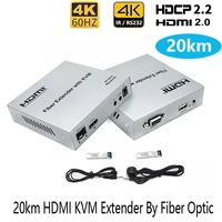 20km hdmi kvm extender by fiber optic cable 4k 60hz 1080p transmitter receiver audio video converter support usb keyboard mouse