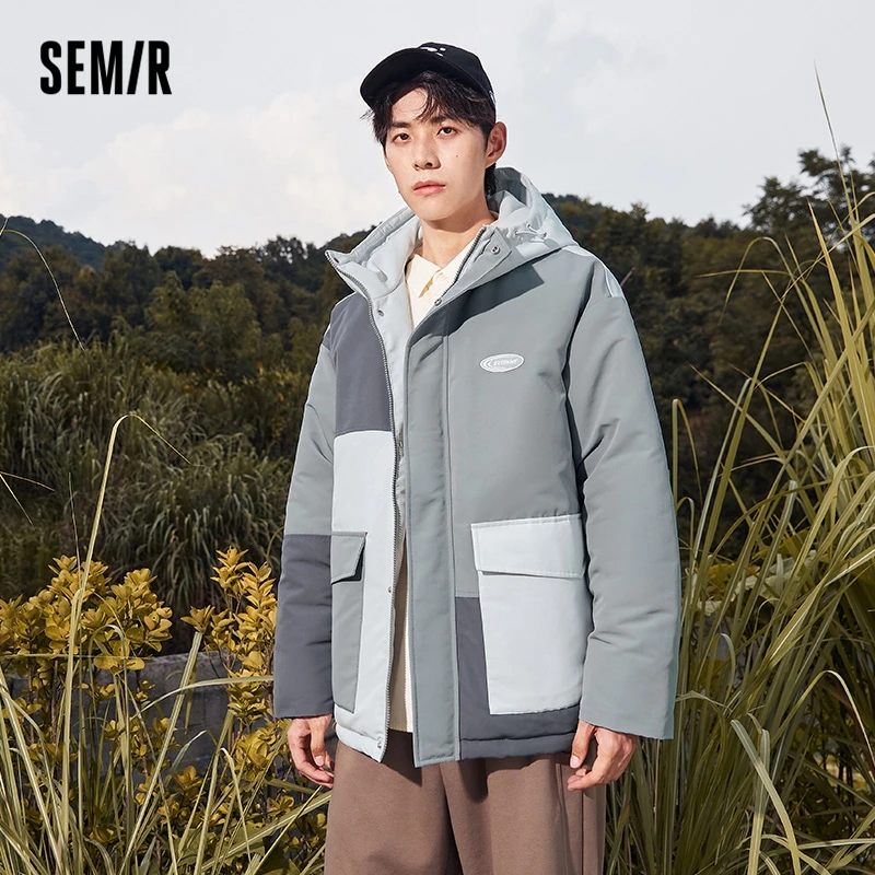 Semir Cotton Padded Men 2022 Winter New Coat Drawstring Hooded Sportswear Outdoor Three Proof Functional Wind Top