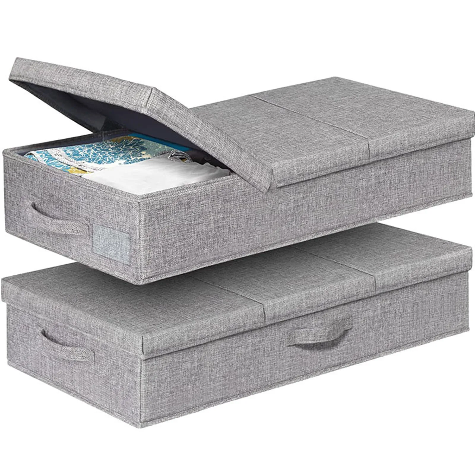 

Underbed Storage Containers Stackable Collapsible Bin for Basement