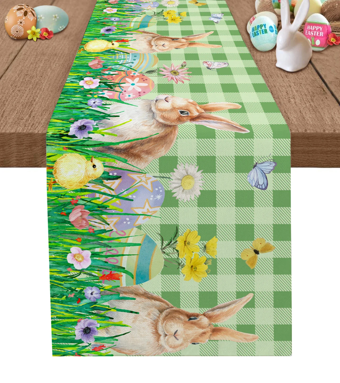 

Easter Bunny Eggs Table Runner Wedding Festival Table Decoration Home Decor Kitchen Table Runners Placemats