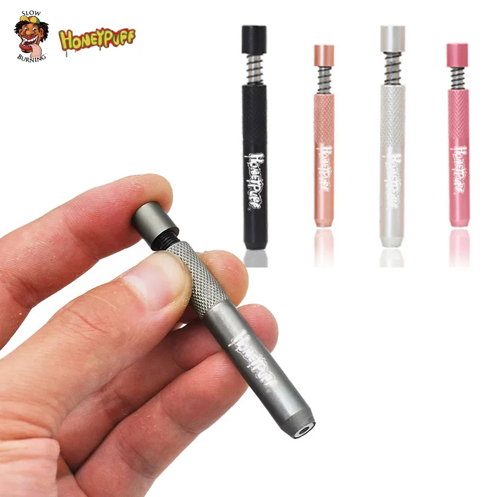 

HONEYPUFF Smoking Pipe Metal One Hitter 78MM Spring Aluminum Tobacco Pipe Dugout Bat Smoke Pipes