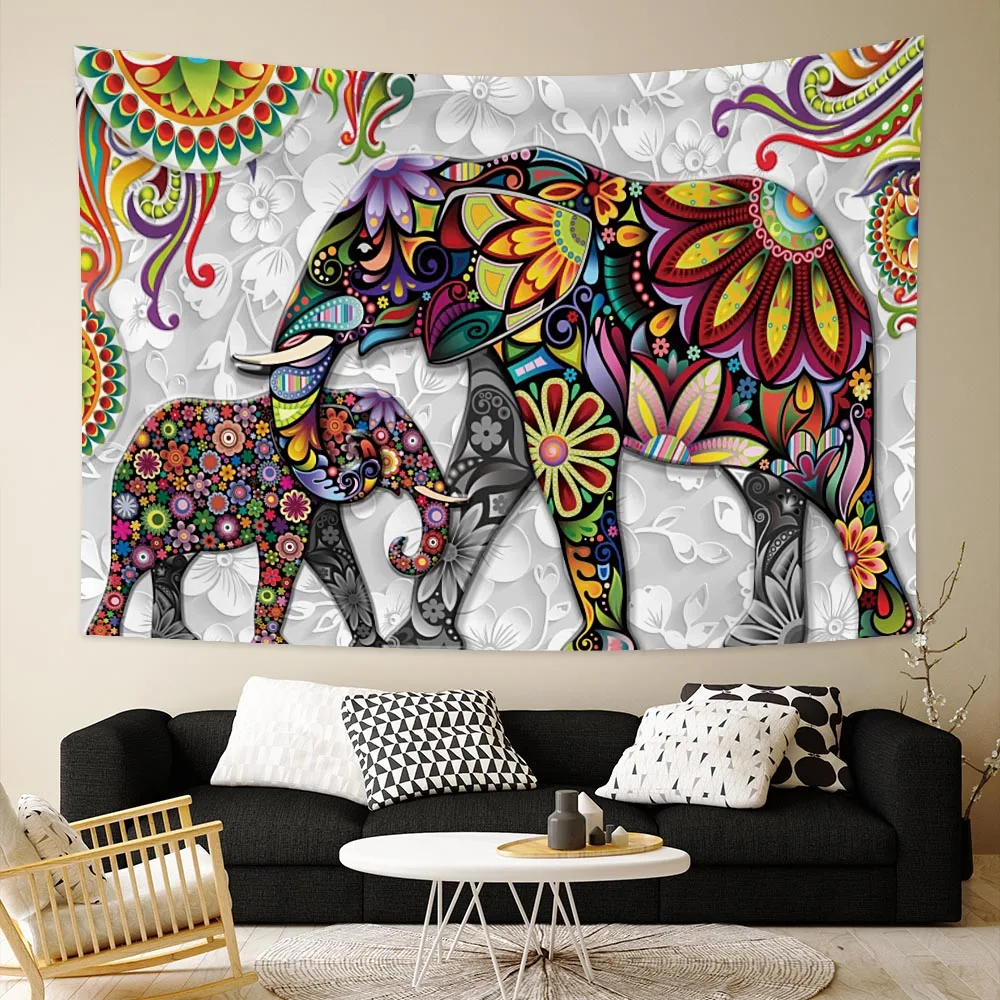 Настенный 3D гобелен с рисунком слона настенный Богемный Хиппи Мандала