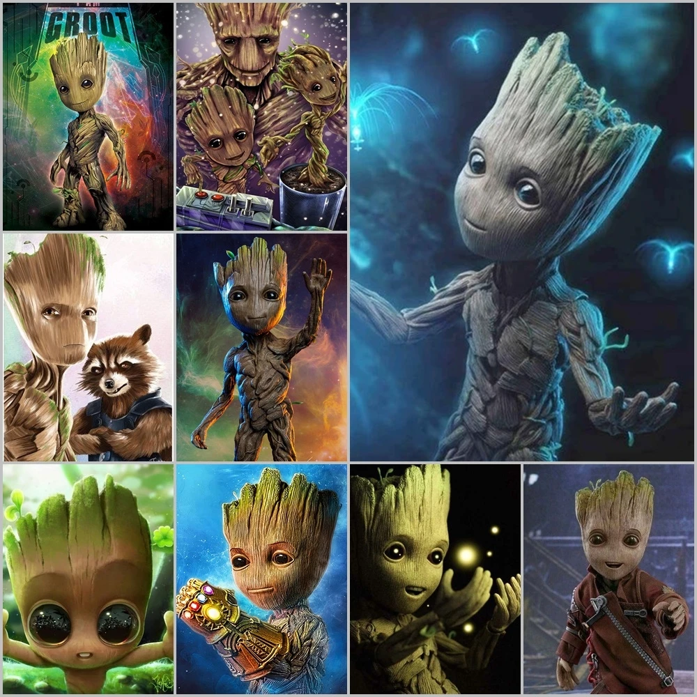 

Disney Marvel Baby Groot 5D Diy Diamond Painting Full Drill Diamond Embroidery Mosaic Art Cross Stitch Picture of Rhinestone Kit