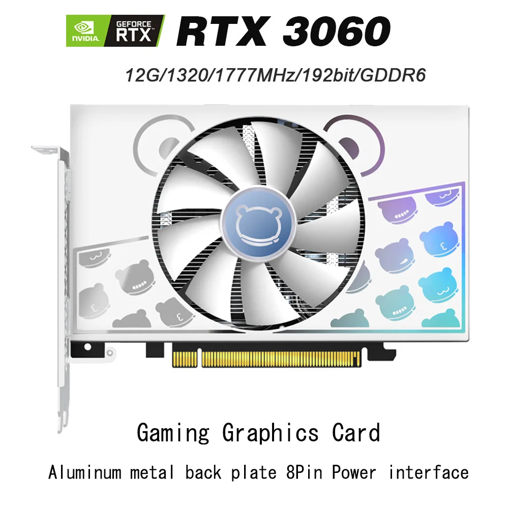 

RTX3060 12G D6 Gaming Graphics Card 12G/192bit/GDDR6 Video Memory Metal Backplane 4pin Cooling Fan DPx3 HD Interface Video Cards