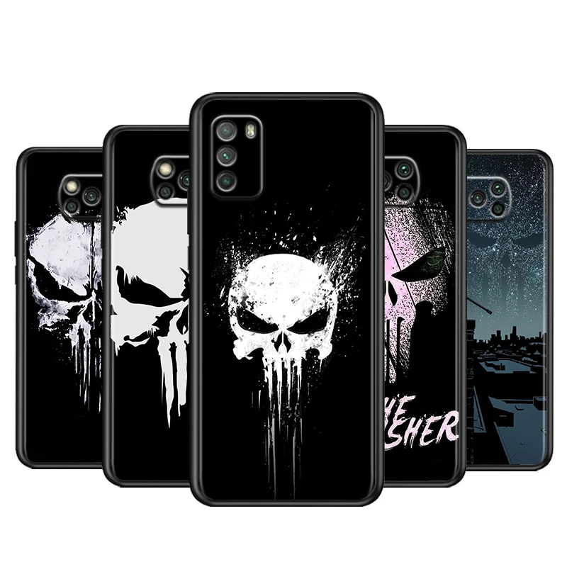 Marvel Punisher Skull For Xiaomi Poco X3 NFC M2 X2 F2 F3 GT M3 M4 F1 Pro Mi Play Mix 3 A3 A2 A1 Lite Soft Phone Case Coque