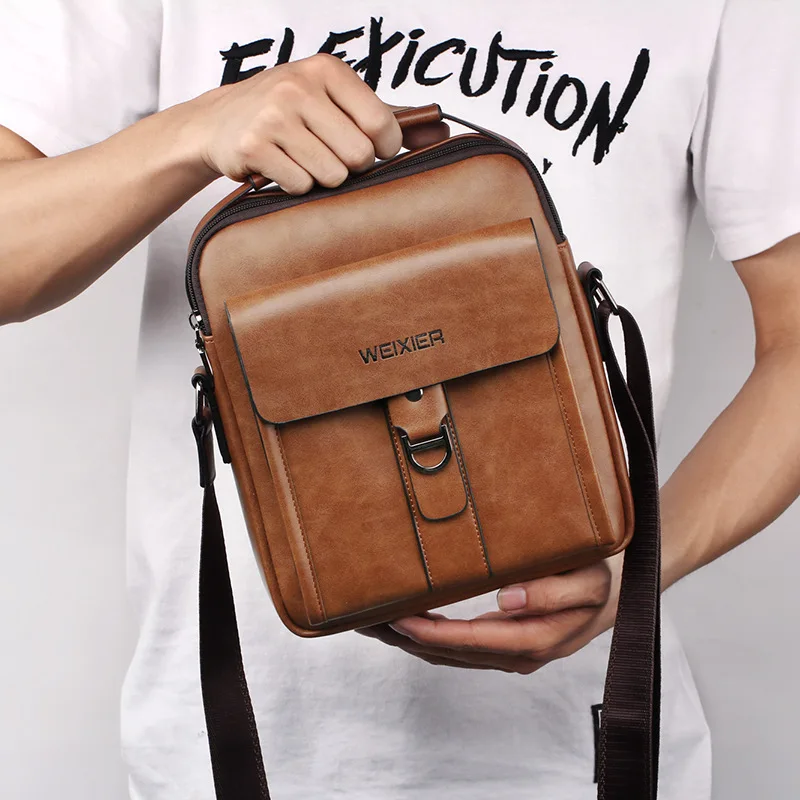 Men'S Shoulder Bag Briefcase PU Leather Square Messenger Handbags Business Designer Messenger Wallets Bolsas Crossbody Bag