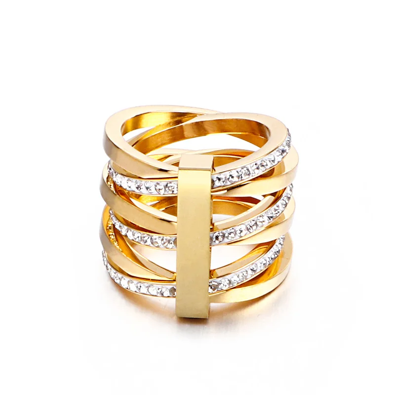 Кольца dicotic золотого цвета для женщин модные кольца из нержавеющей стали