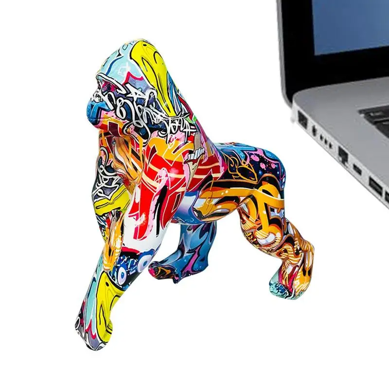 

Creative Color Gorilla Statue Living Room Ornaments Home Entrance Wine Cabinet Offices Decoration Resin Sculpture Crafts