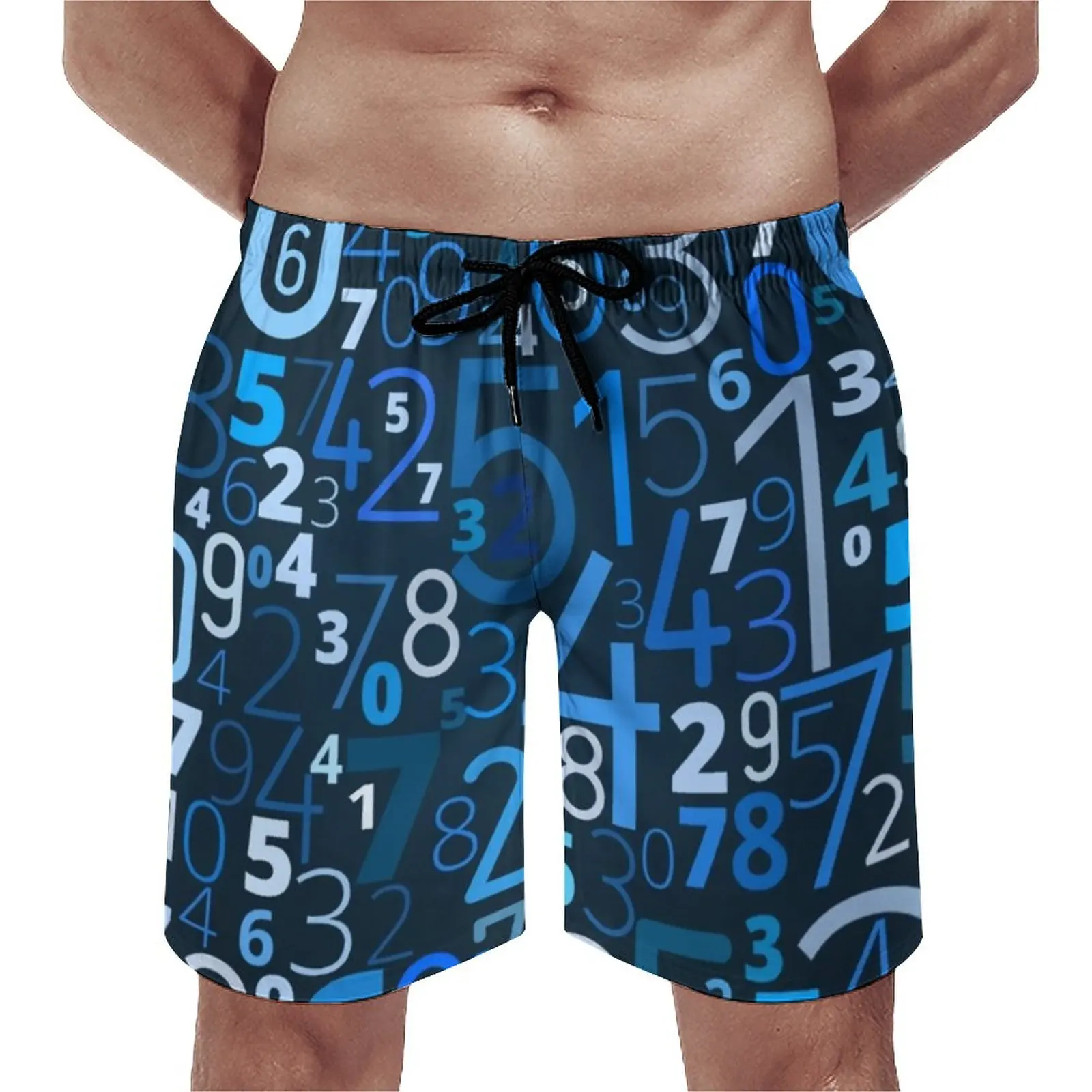 

Summer Board Shorts Math Numbers Sports Fitness Colorful Code Print Beach Shorts Classic Fast Dry Swimming Trunks Plus Size