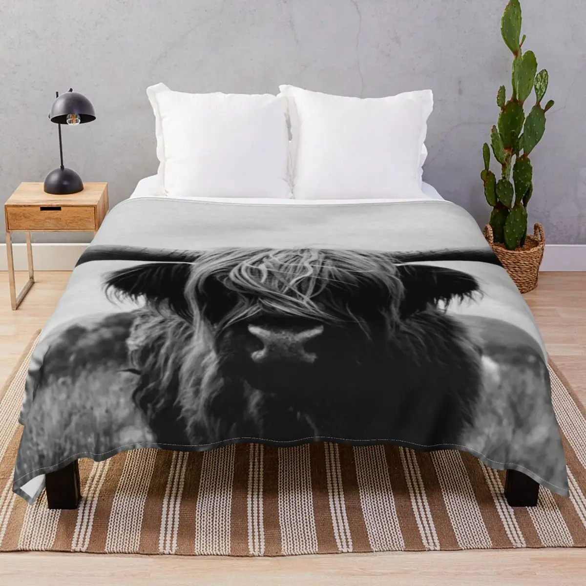 Scottish Highland Cattle Blanket Flannel All Season Comfortable Throw Blankets for Bedding Home Couch Travel Office