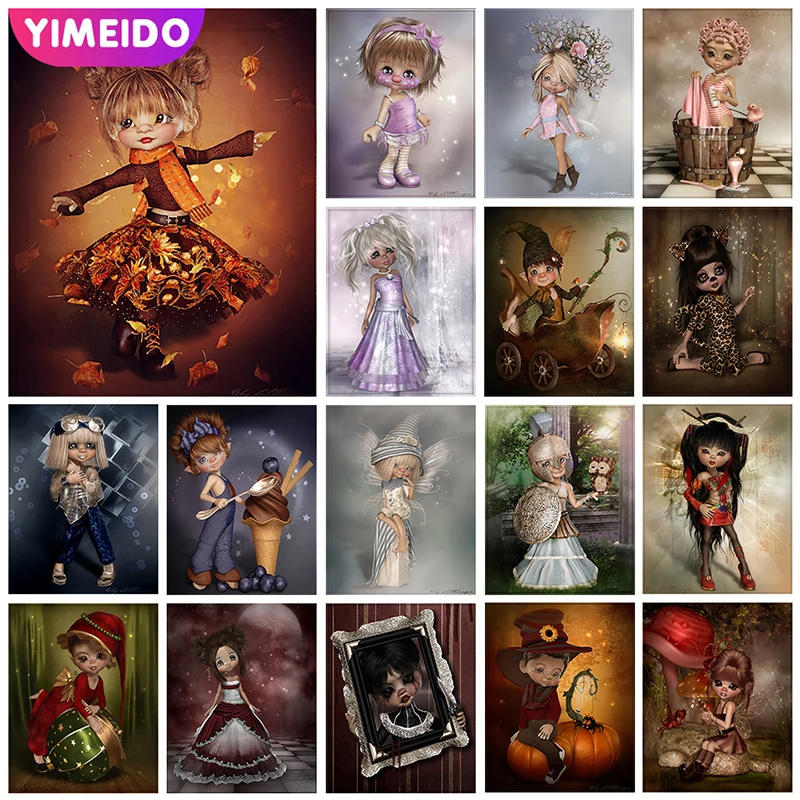 

YIMEIDO Zipper Bag AB Diamond Painting Cartoon Girls Cross Stitch Set Diamond Embroidery Mosaic Kit Diy Rhinestone Handcraft