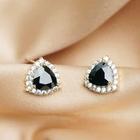 opal micro set zircon stud earrings triangle crystal 925 silver needle earrings for woman exquisite luxury party wedding jewelry