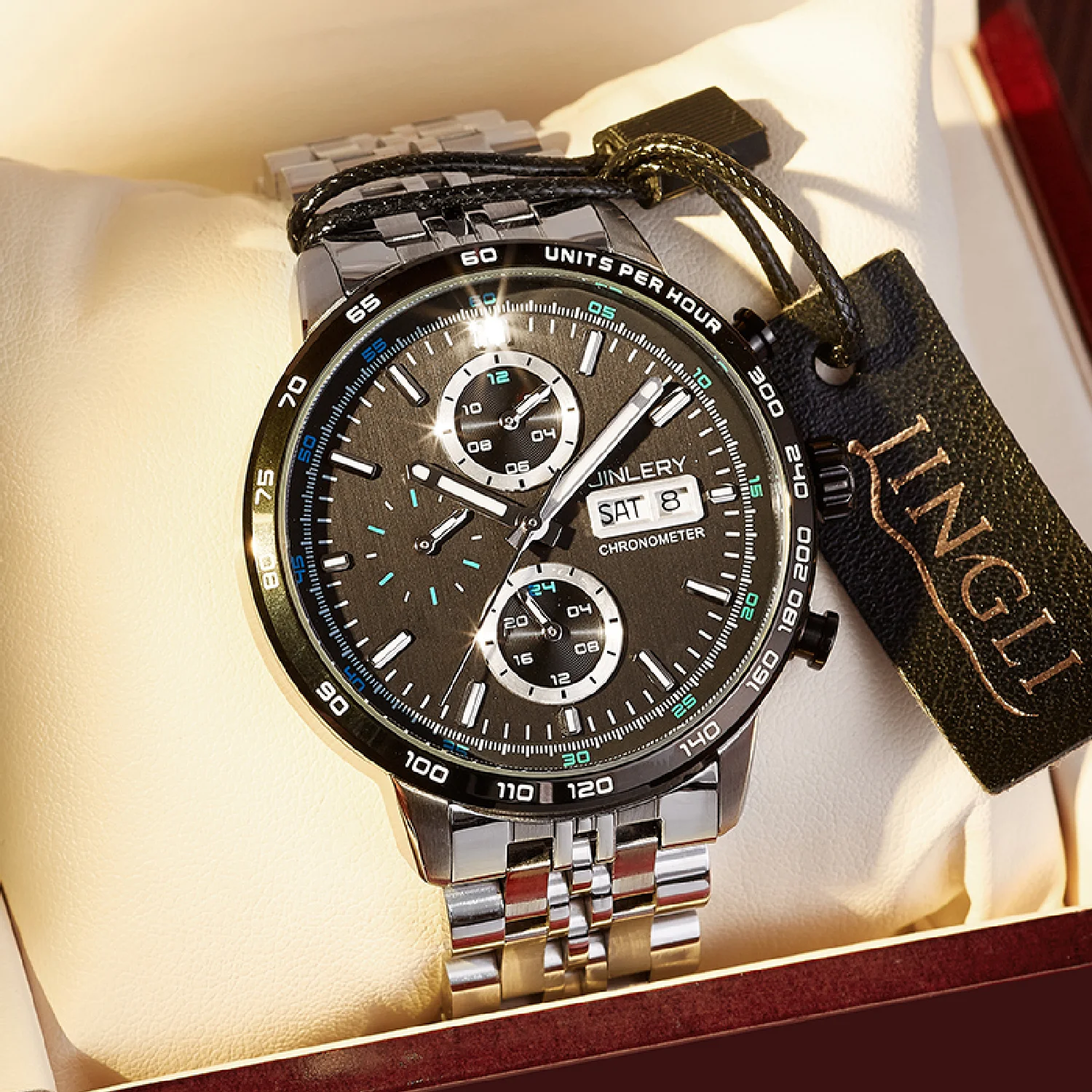 

JINLERY Luxury Men's Watch Fully Automatic Mechanical Wristwatch Brand Business Stainless Steel Belt Watch for Men New relogio