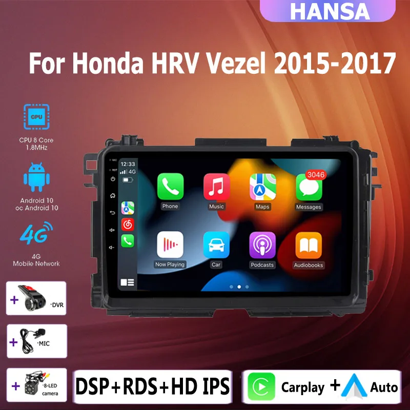 2din 4 + 64G auto Android radio multimedia player bluetooth carplay GPS navigation KEIN DVD DSP Für Honda HRV vezel 2015 2016 2017