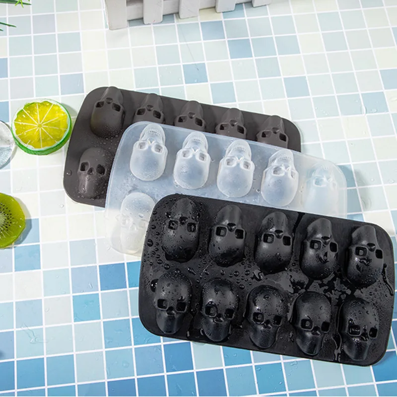 10/12 Cells Skull Ice Cube Mold Silicone Ice Cube Tray Ice Cube Maker DIY Whiskey Cocktail Ice Ball Mold Chocolate Pastry Mould