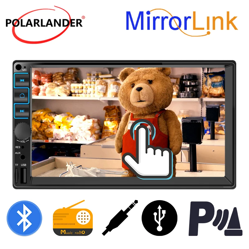 

Автомобильный мультимедийный плеер 2 Din, FM, AUX, USB, TF, микрофон, вход, Bluetooth, MirrorLink, 7-дюймовый mp5-плеер, сенсорный экран, поддержка Carplay