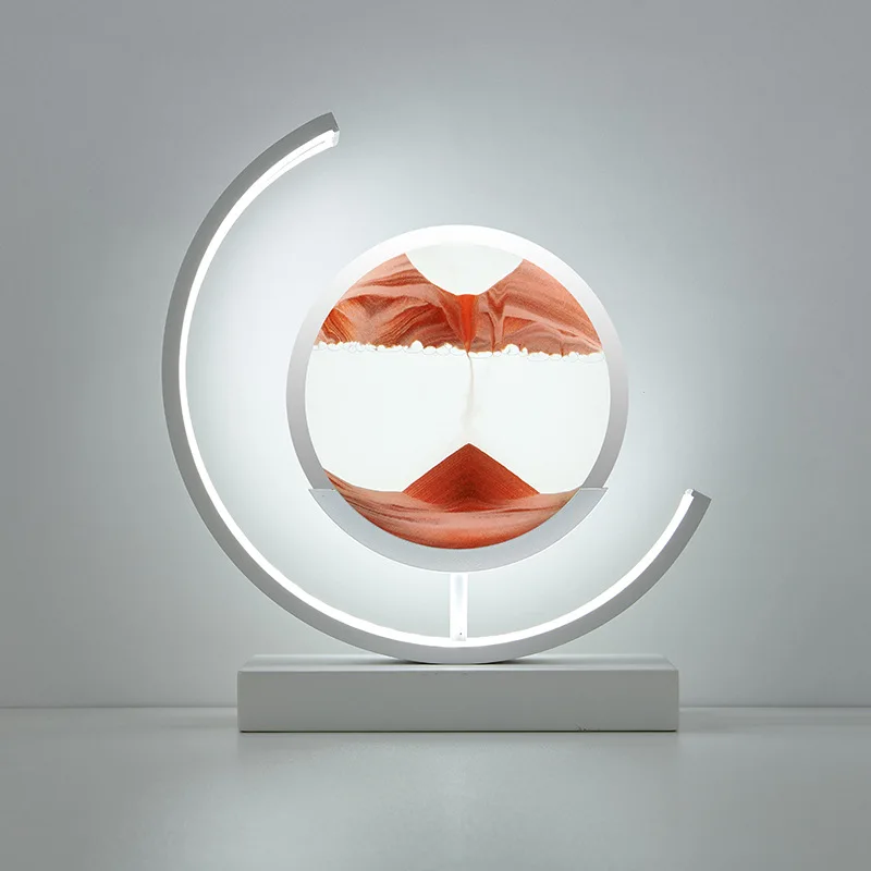 

3D Quicksand moving Sand Art table lamp Scene Dynamic Round Glass Hourglass LED Remote Control for Home decoration light night