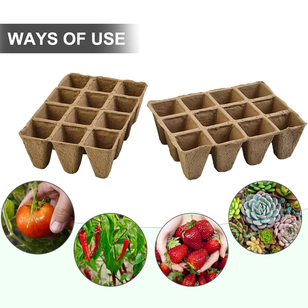 

10pcs 12Hole Biodegradable Nursery Pots Paper Tray Starting Garden Nursery Seedling Trays Plant Pots Planting Garden Accessories
