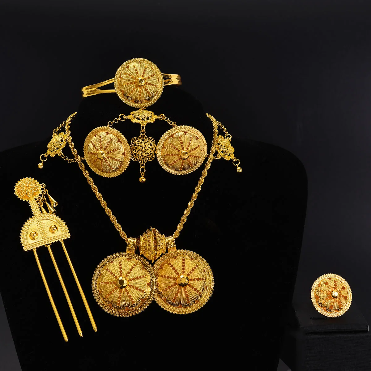 Эфиопские комплекты ювелирных изделий кулон шпилька ожерелье серьги браслет