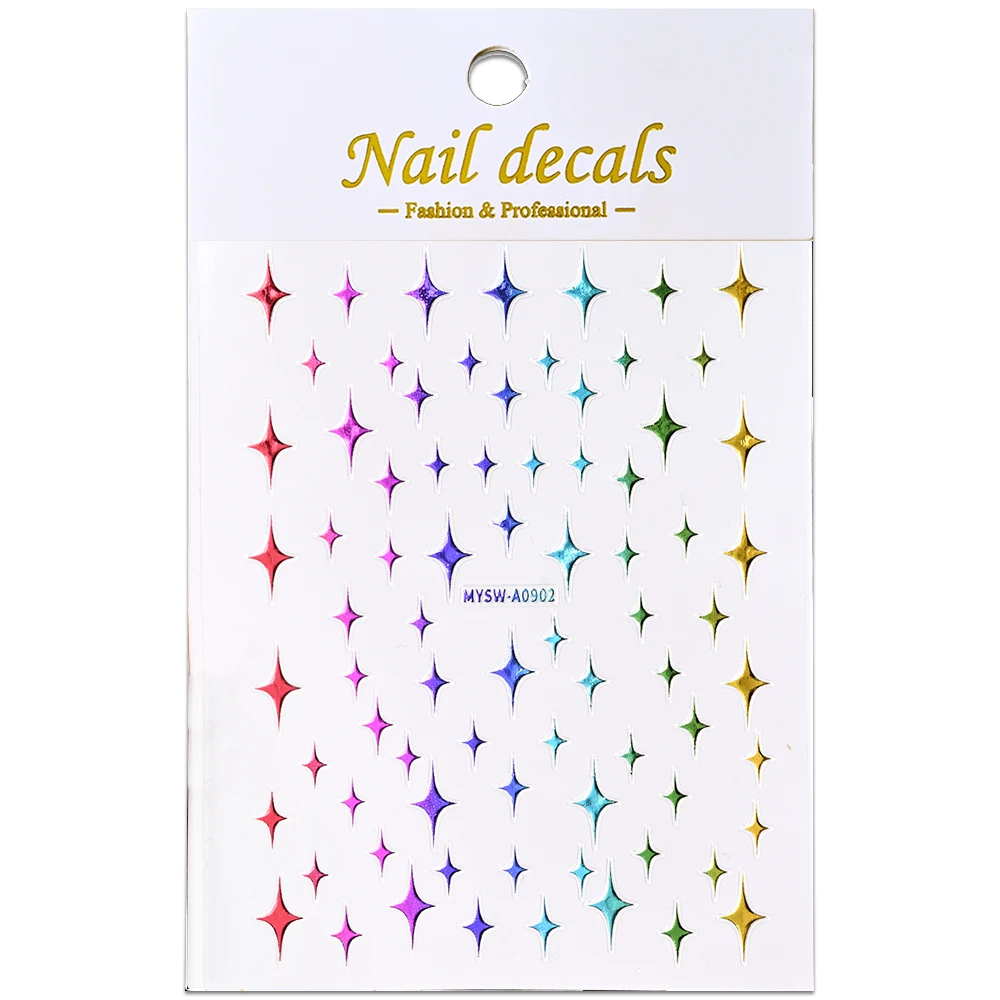 1 шт. Лазерная звезда клейкая наклейка для ногтей 3D украшение Золотой Серебряный