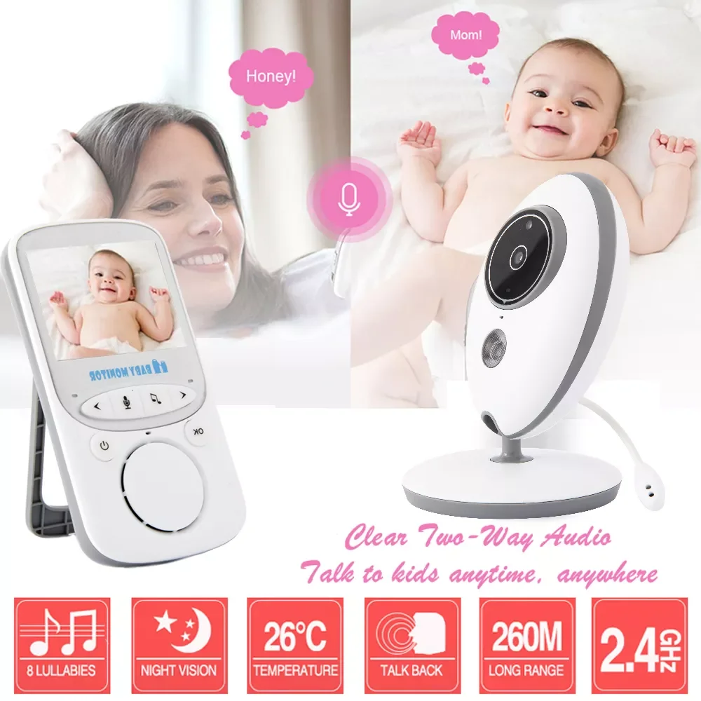 VB605 2.4 Inch Wireless LCD Video Baby Monitor Radio Nanny Music Lullaby IR Portable 2 way talk Baby Camera Babysitter Safe