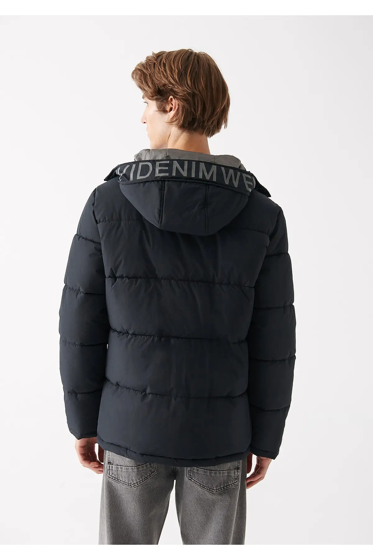 Hooded Black Coat Regular Fit / Normal Cut 010426-900