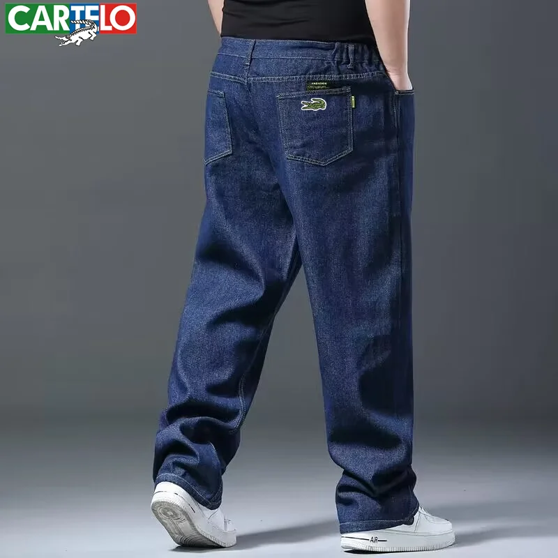 Spring and Autumn Fashion CARTELO Brand New Men's Jeans Large Black Blue Loose Large Jeans Casual Fat Oversized Workwear Pants