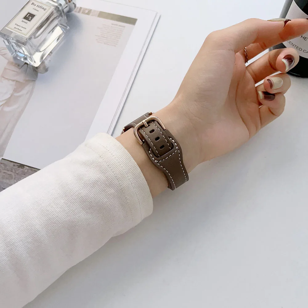 Фото Кожаный ремешок для Apple Watch Band Ultra, женский браслет для IWatch Series 7 6 5 4 SE 3 2 1, 49 мм 8 38 мм 40 мм 41 мм 42 мм 44 мм 45 мм №3