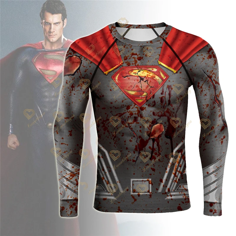 Long Sleeve Sport Shirt Unisex Superhero 3D Compression T Shirt Quick Dry Men's Running T-shirt Gym Fitness Top Rashgard