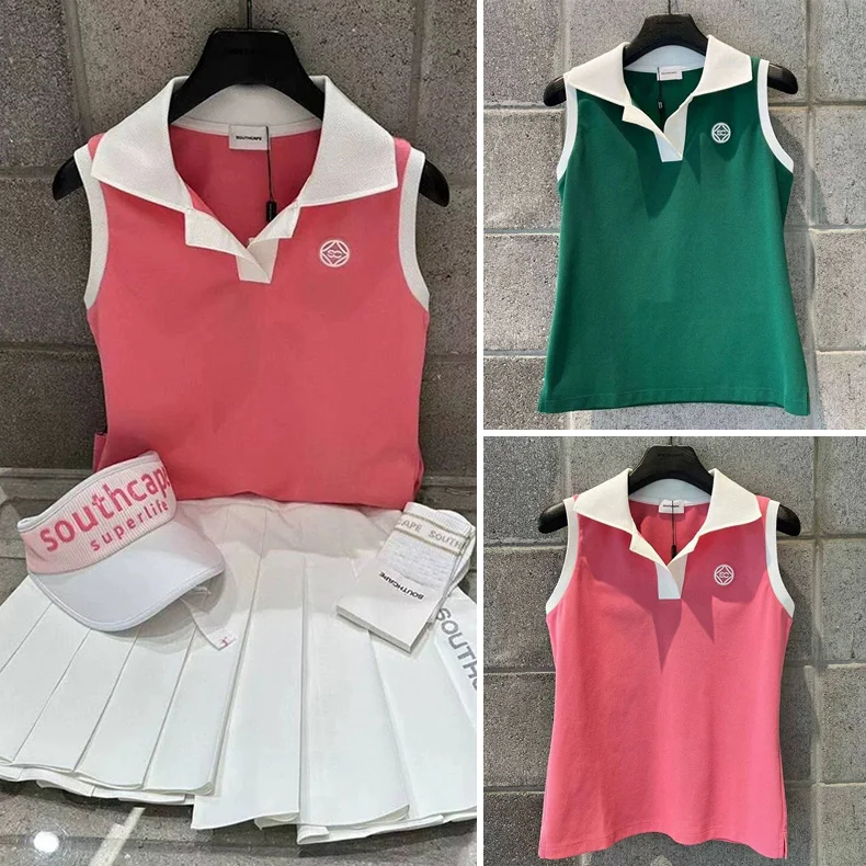 

23 New Golf Women's Summer Slim Fit Sleeveless Vest Shirt Polo Top for Outdoor Sports Clothes