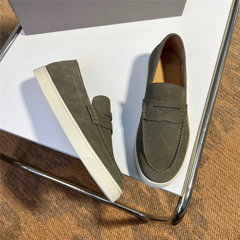 

Fashion Shoes New Leather Classic Loafers Men's Waxed Cowhide Simple Easy To Wear Breathable Slip-on Luxury Brand Loafers