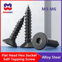 black 8 8 flat head hex socket self tapping screw countersunk screw self tapping wood screw alloy steel