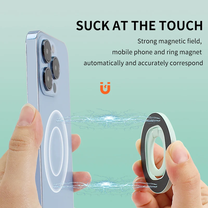 Rotatable แม่เหล็กสมาร์ทโฟนแม่เหล็กโลหะผู้ถือแหวนนิ้วมือรองรับ Magsafe สำหรับ Iphone 13ซ็อกเก็ต
