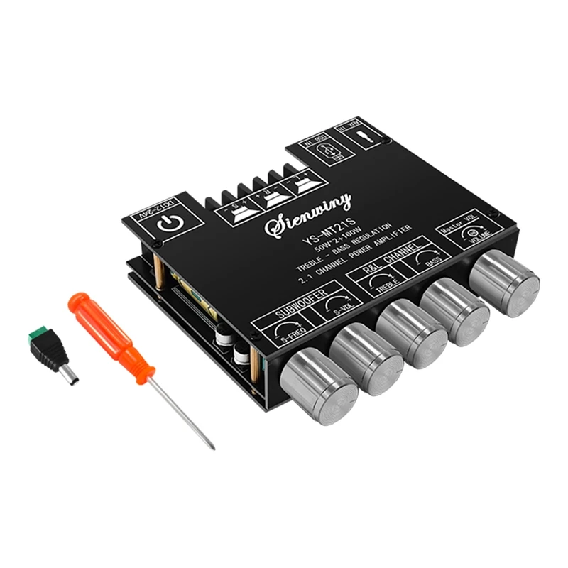 

YS-MT21S 2.1 Channel Bluetooth Audio Amplifier Board 50W+50W+100W Stereo BT5.1 AUX USB Subwoofer Audio Module DC12-24V