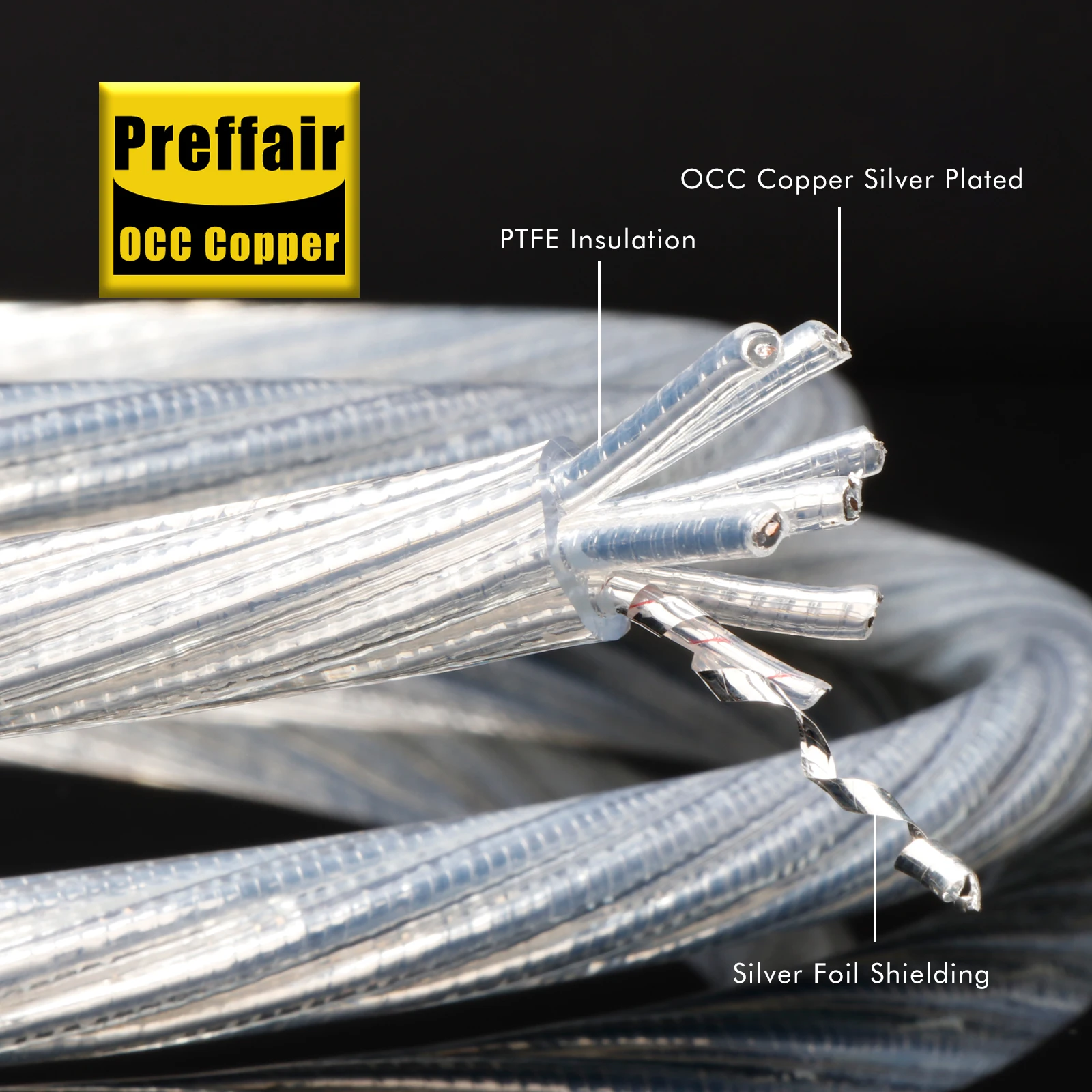 Фото Кабель питания Preffair Hi-end OCC с серебряным покрытием, Hi-Fi аудиокабель, шнур питания US/EU/AU с серебряным покрытием для усилителя, фильтр. №3