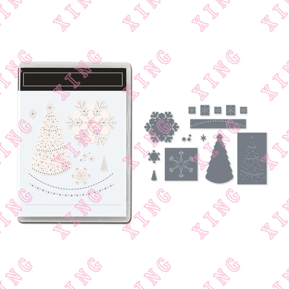 

2022 Christmas Tree Snowflake Decoration Clear Silicone Stamps Metal Cutting Dies Diy Scrapbook Paper Card Craft Embossing Molds
