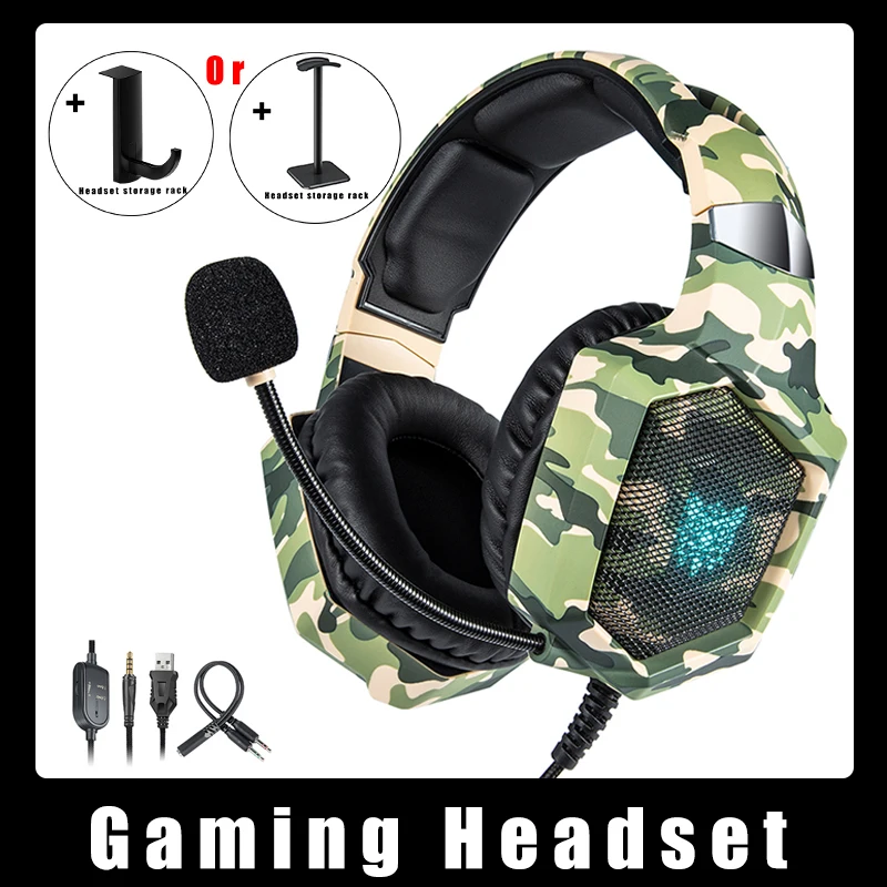 

Gaming Headset Wired Stereo Headphones Noise-canceling With Mic LED Lights Earphone For PS4 XBox One PC Laptop Tablet