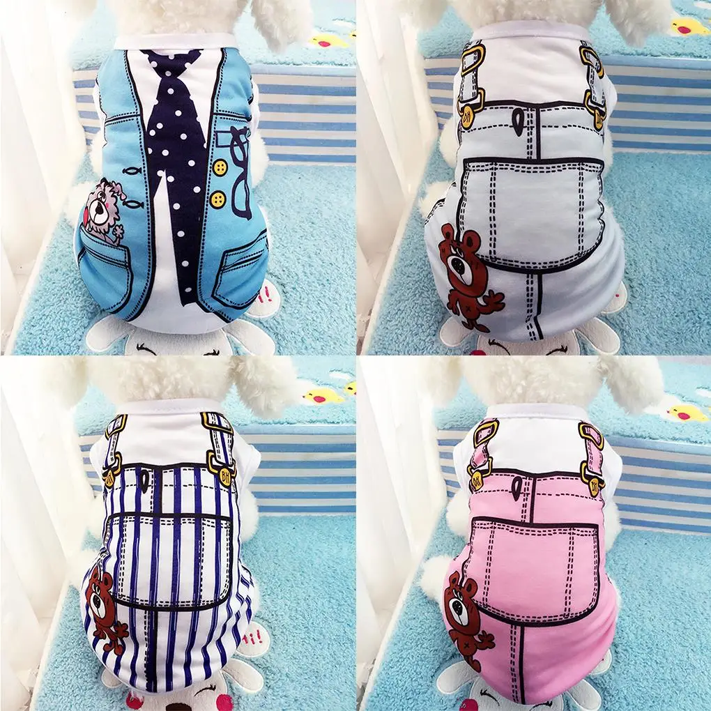 

2022 питомец фальшивая лямка жилет рубашка кошка собака хлопковая одежда Весна Лето Щенок Одежда Футболка