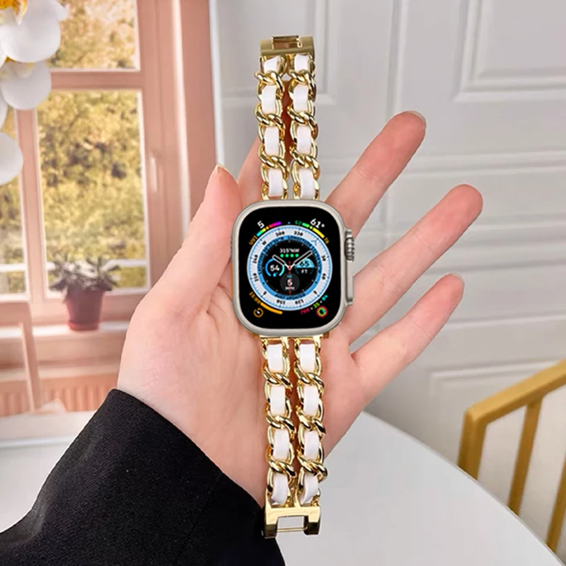 

Luxury Stainless Steel Starlight Bracelet For Apple Watch Band Ultra 49mm Women Wristband for iWatch 8 7 6 4 5 SE Bracelet Lady