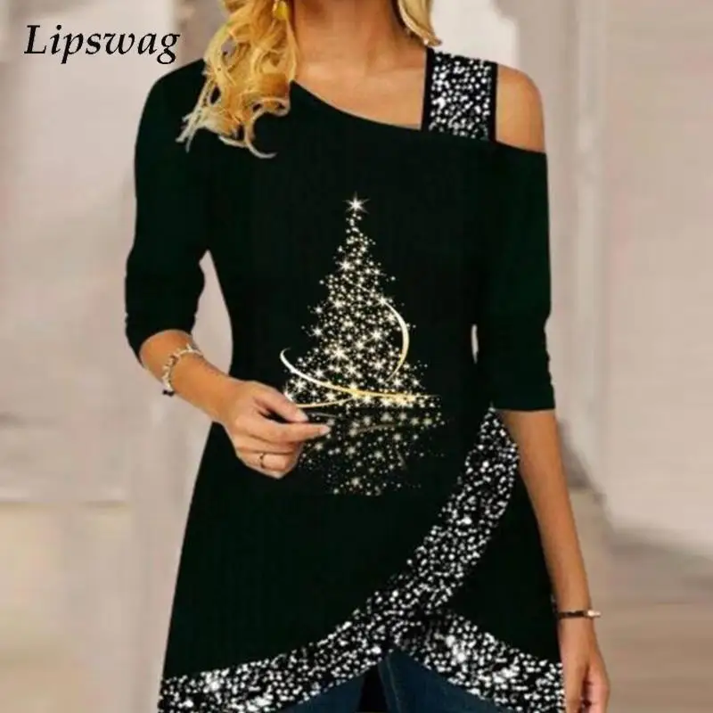 

Autumn 2023 Sexy One Shoulder Blouse Shirts Women Fashion Long Sleeve Pullover Tops Office Lady New Casual Loose Irregular Blusa