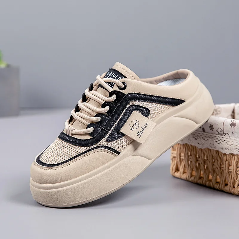 Женская летняя верхняя одежда новинка 2024 ленивые тапочки полутапочки легкие