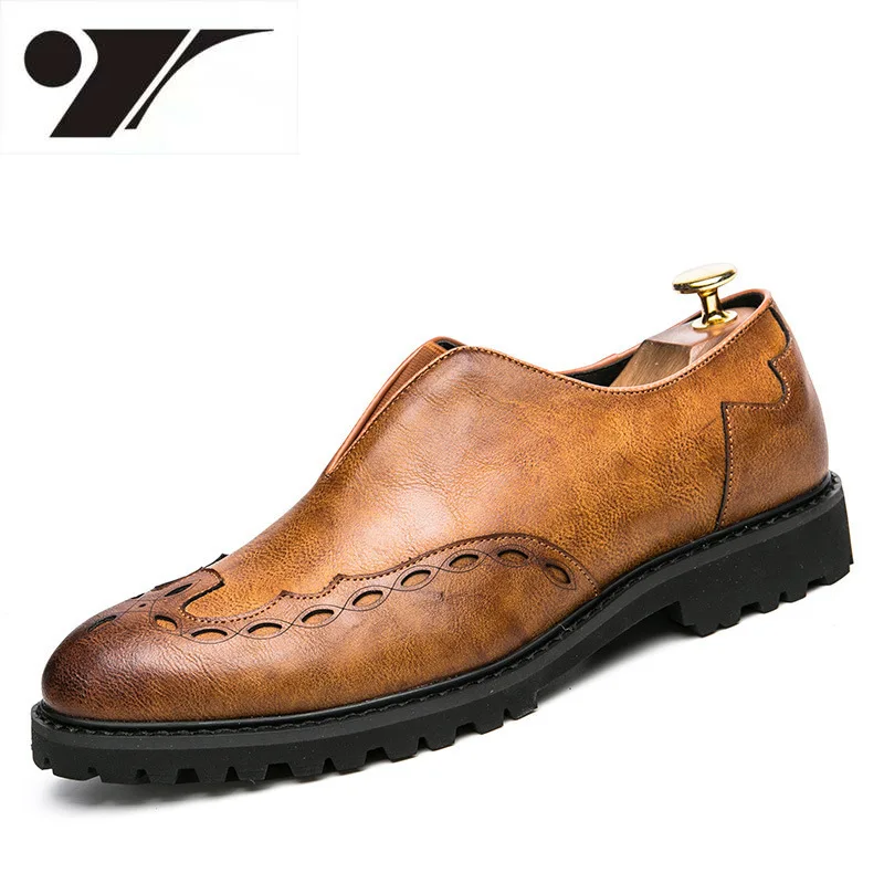 

Casual Pointed Leather Shoes Men's British Fashion Brogue Men's Shoes Low Top Retro Comfortable Lightweight Mens Sneaks