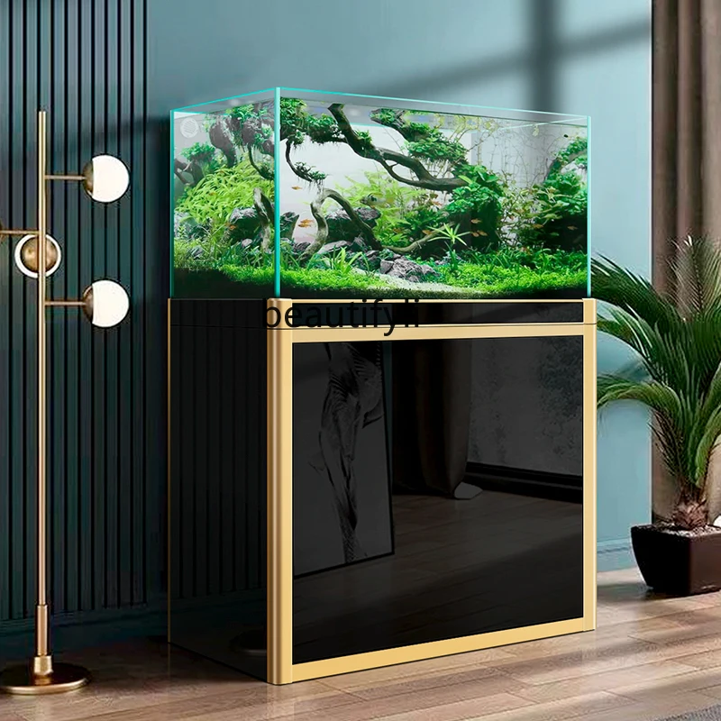 

HJ Ecological Grass Cylinder Bottom Filter Ultra-White Glass Tropical Fish Aquarium Aquarium Base Cabinet