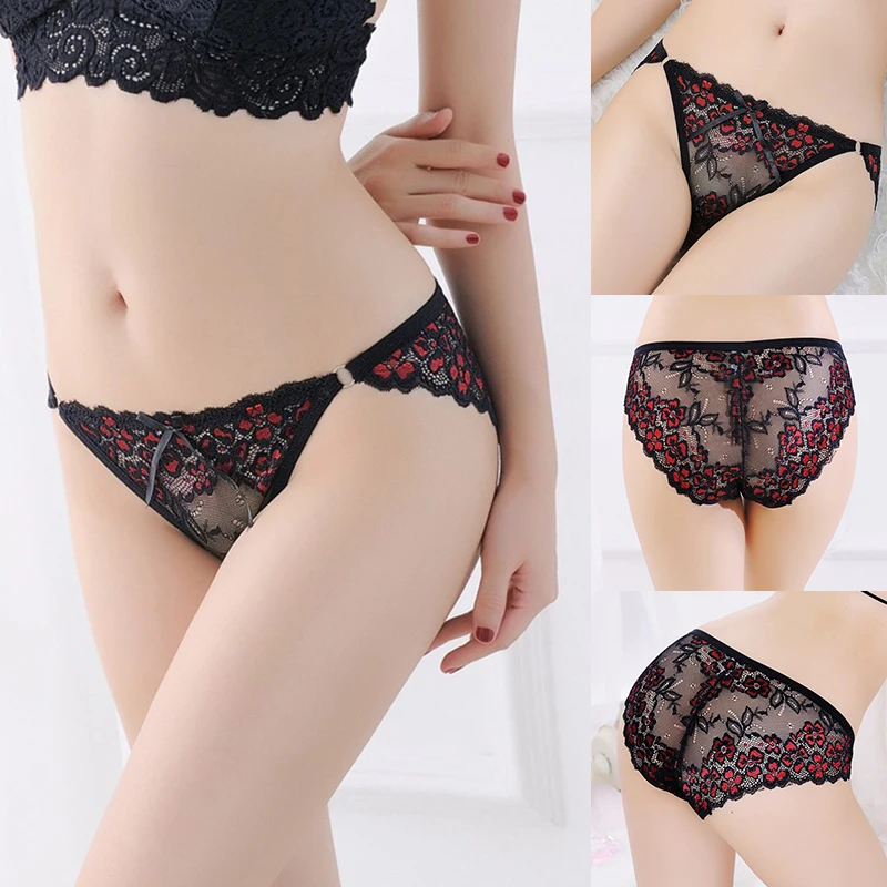 

Sexy Lace Panties G String Thongs Women Panties Ladies Briefs Underwear Transparent Low Waist Floral