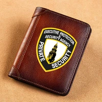 high quality genuine leather private security badge printing card holder short purse luxury brand male wallet