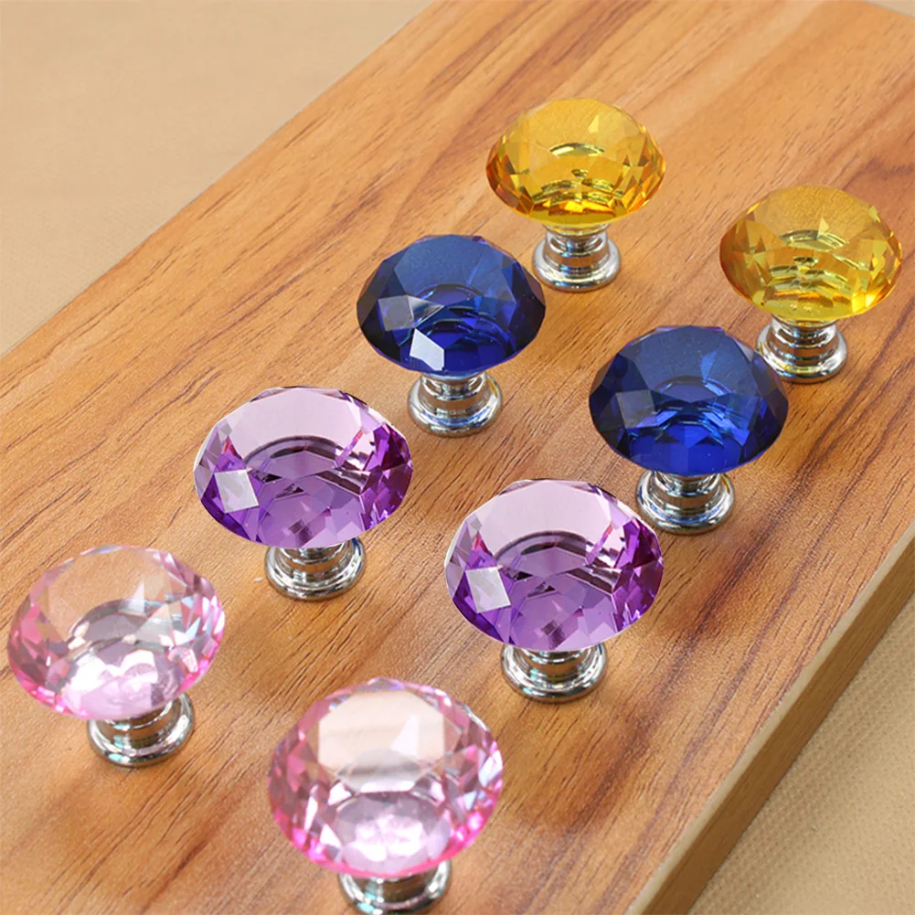 

10Pcs 30mm Colors Diamond Shape Design Crystal Glass Knobs Cupboard Drawer Pull Kitchen Cabinet Door Wardrobe Handles Hardware